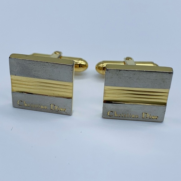 Vintage Christian Dior Two-Tone Gold and Silver Cufflinks - Picture 2 of 6